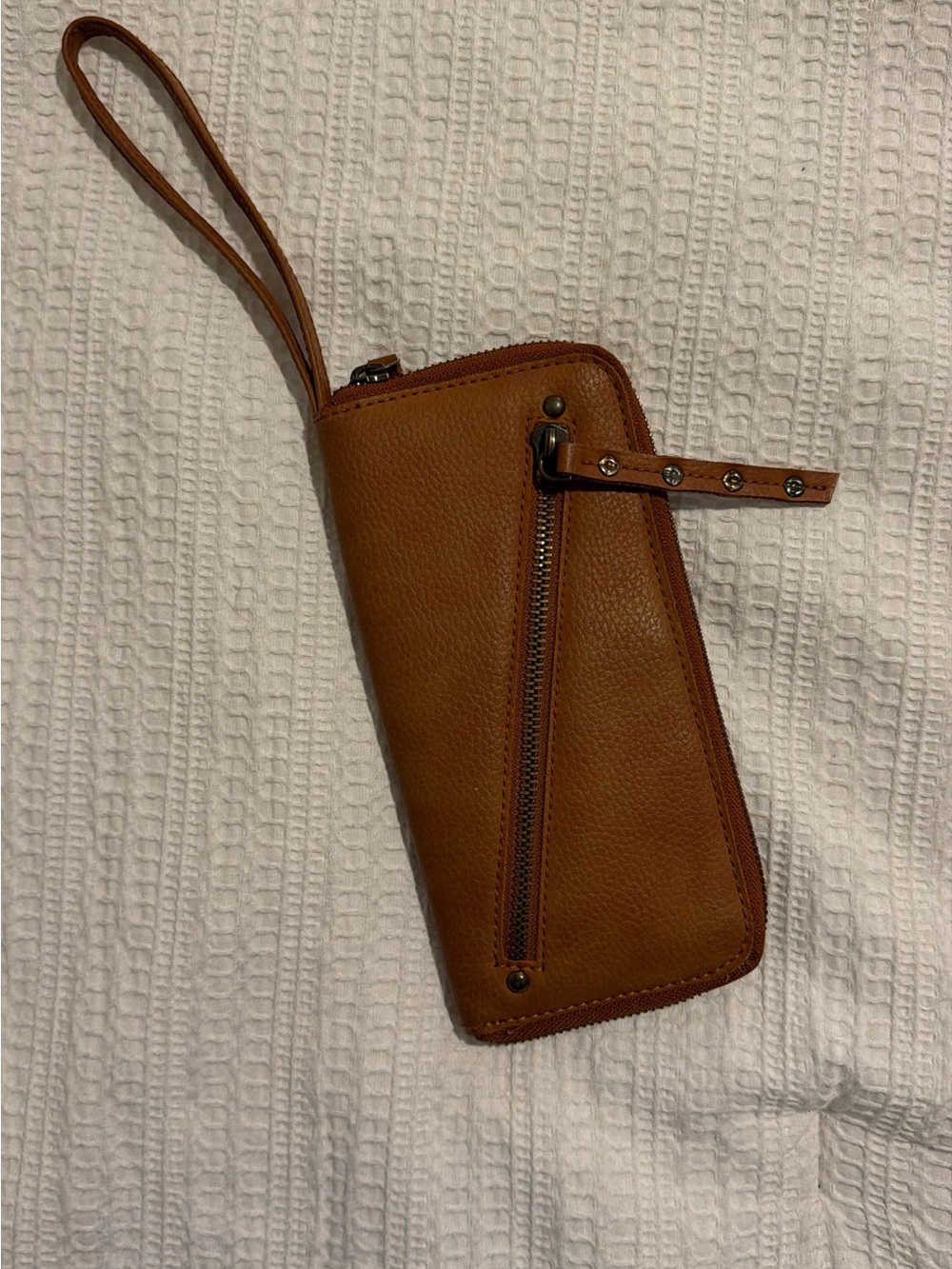 Free People Brown Pebbled Leather Wristlet Wallet